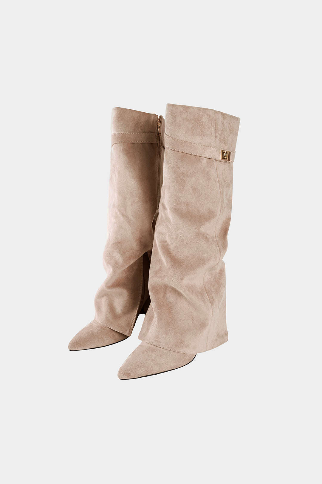 Geraffte spitz zulaufende Kniehohe Stiefel aus Leder
