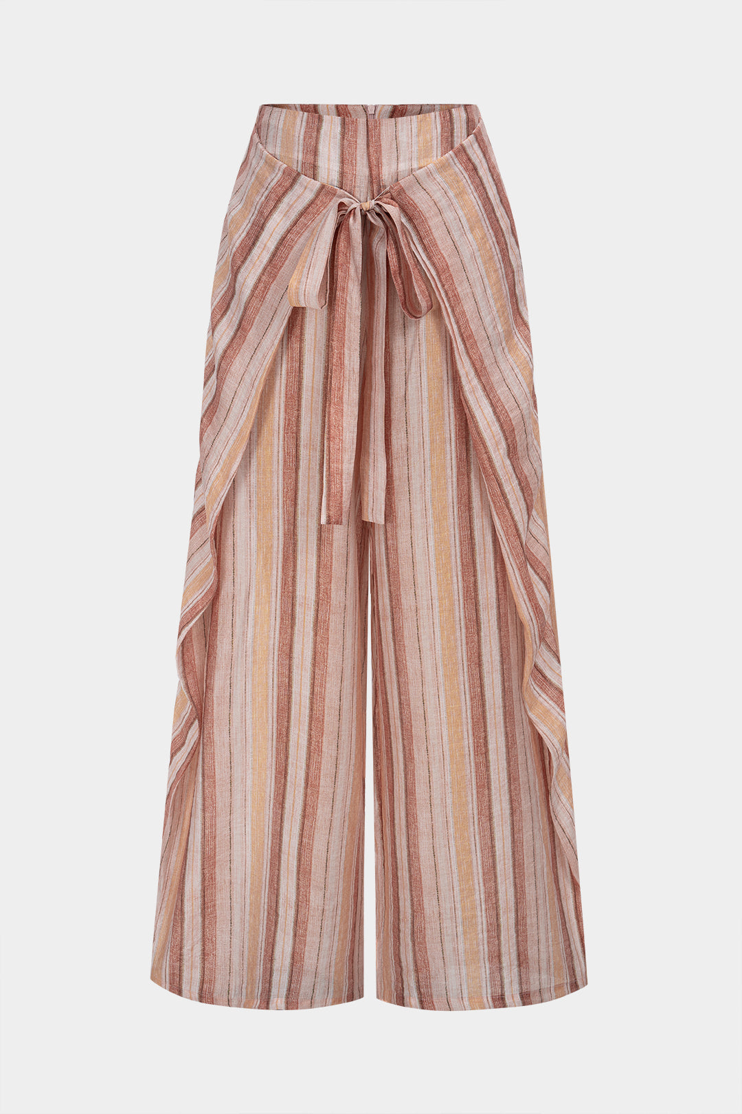 Stripes Print Tie Up Wide Leg Pants