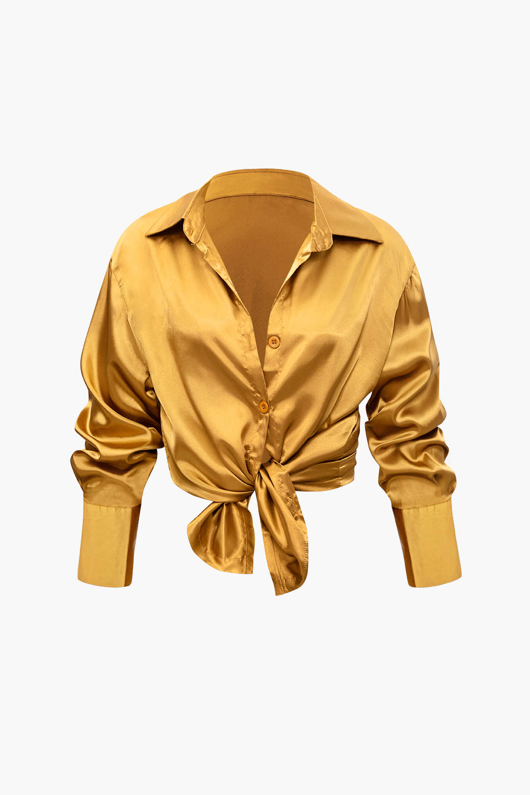 Ensemble chemise à manches longues boutonnée en satin et pantalon