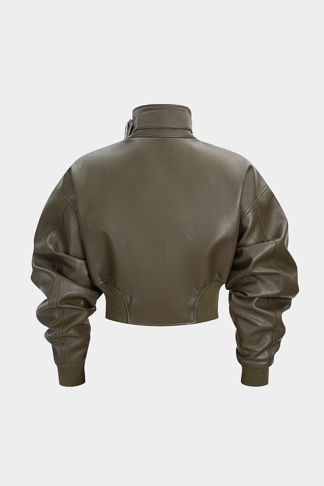 Veste à col montant zippée en similicuir