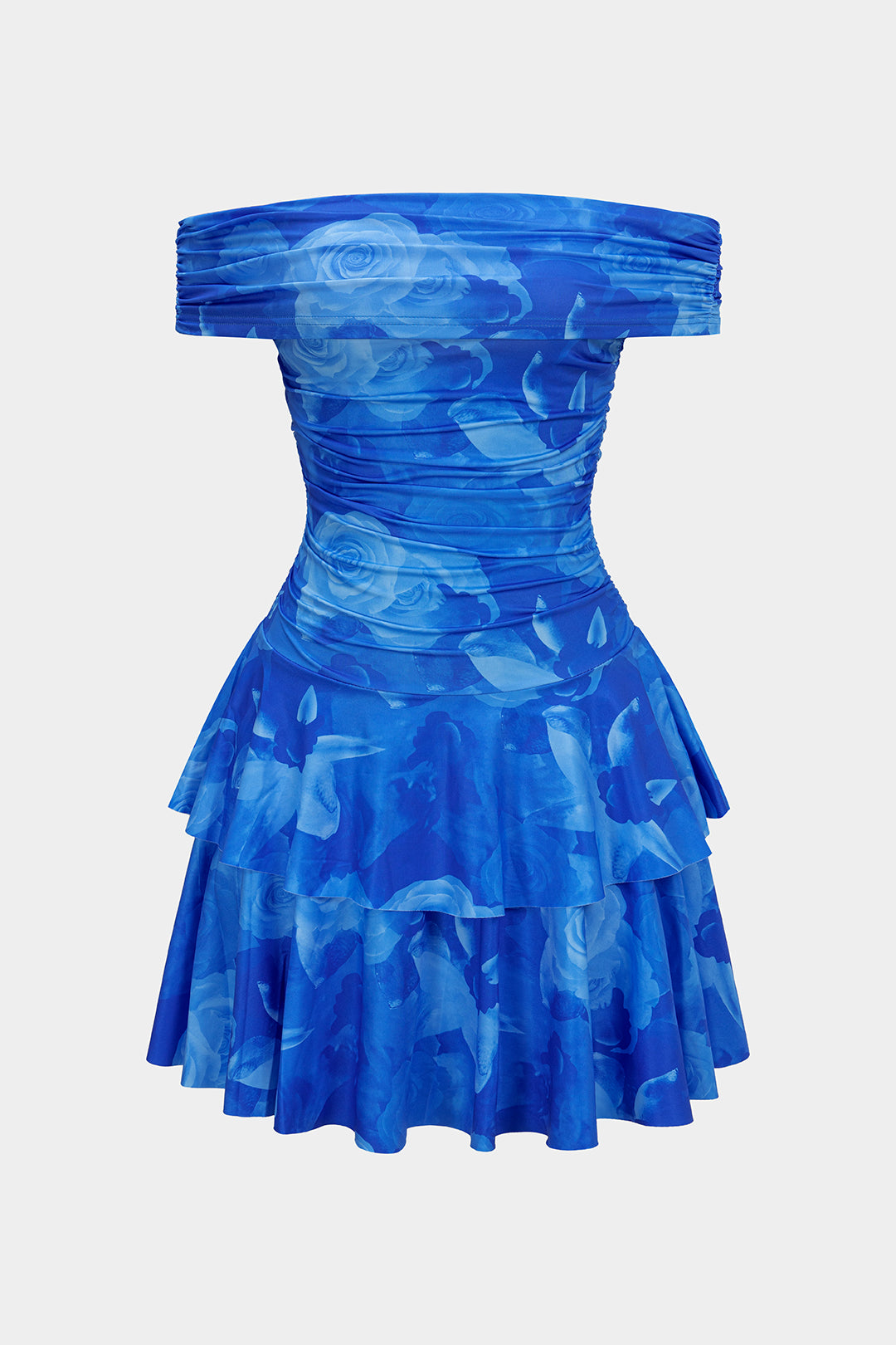 Mini-robe à imprimé floral, coupe courte, épaules dénudées et sans manches