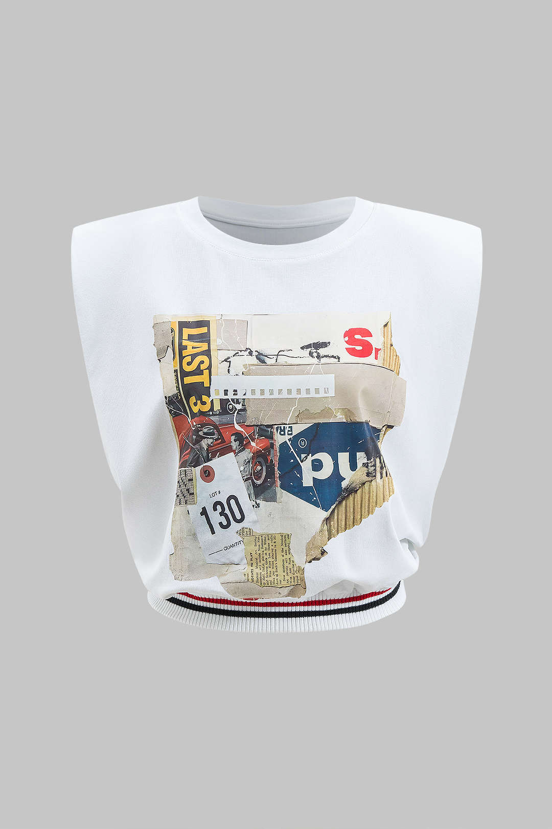 T-shirt ample sans manches imprimé numérique motif lettre de voiture