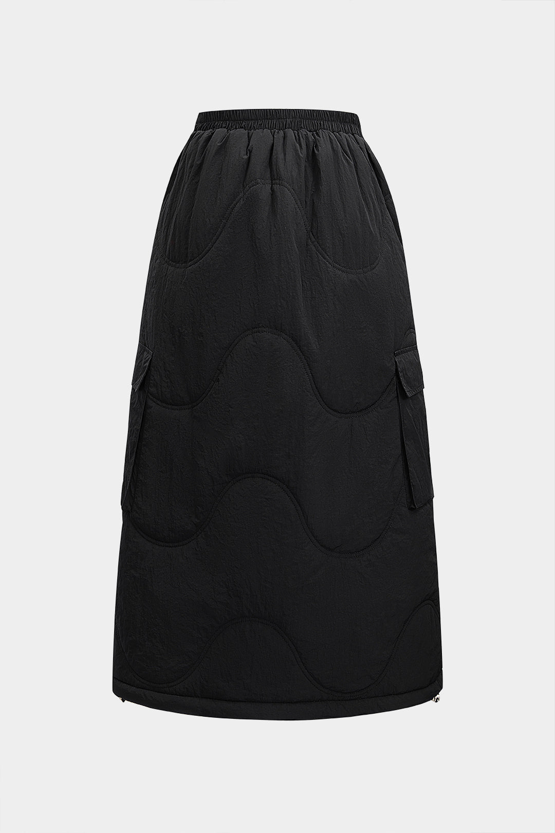 Rock mit Raffbund, Nahtdetails und Taschen