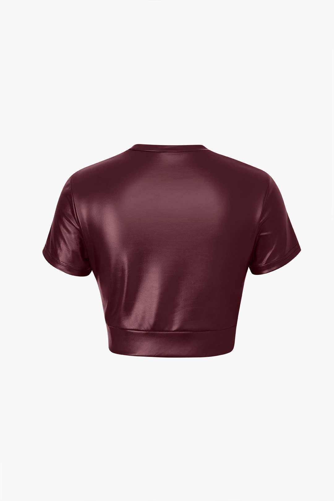 T-shirt court basique en similicuir