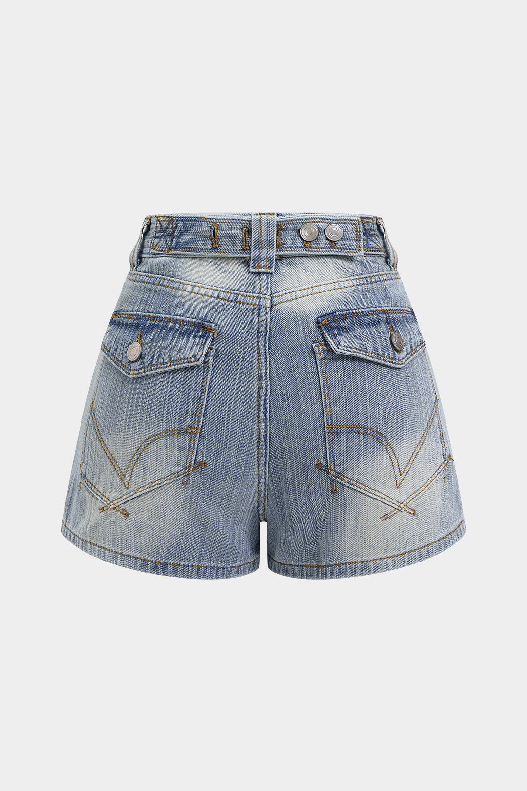 Jeans-High-Waist-Shorts mit weitem Bein