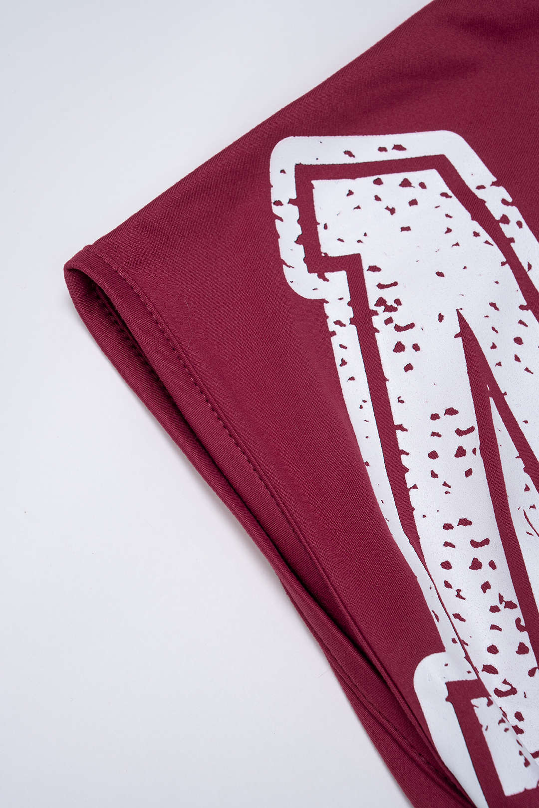 Letter Print One Shoulder Waist Drawstring Ruched Short Sleeve T-Shirt