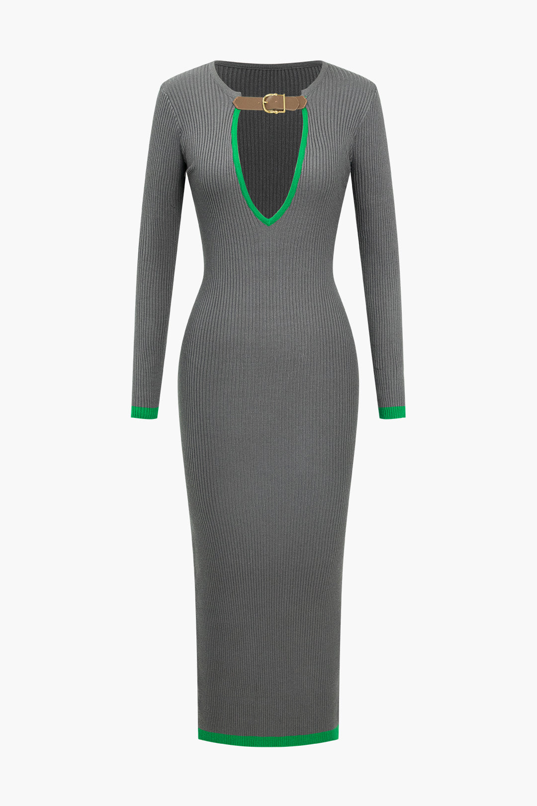 Knit Contrast Cut Out Midi Dress