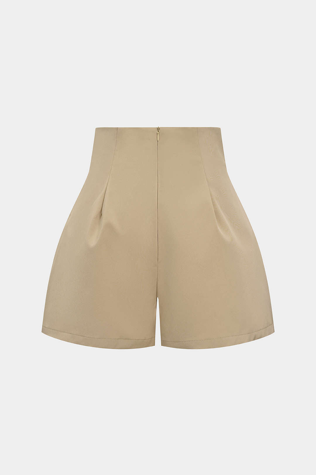 Short taille haute froncé avec fermeture éclair