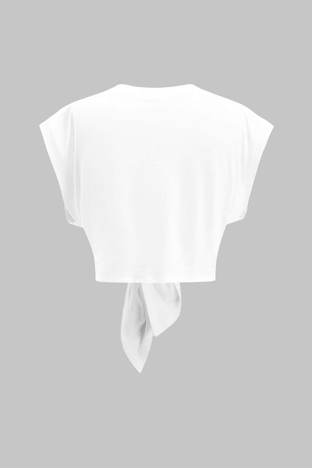 T-shirt à manches courtes noué avec imprimé lettre