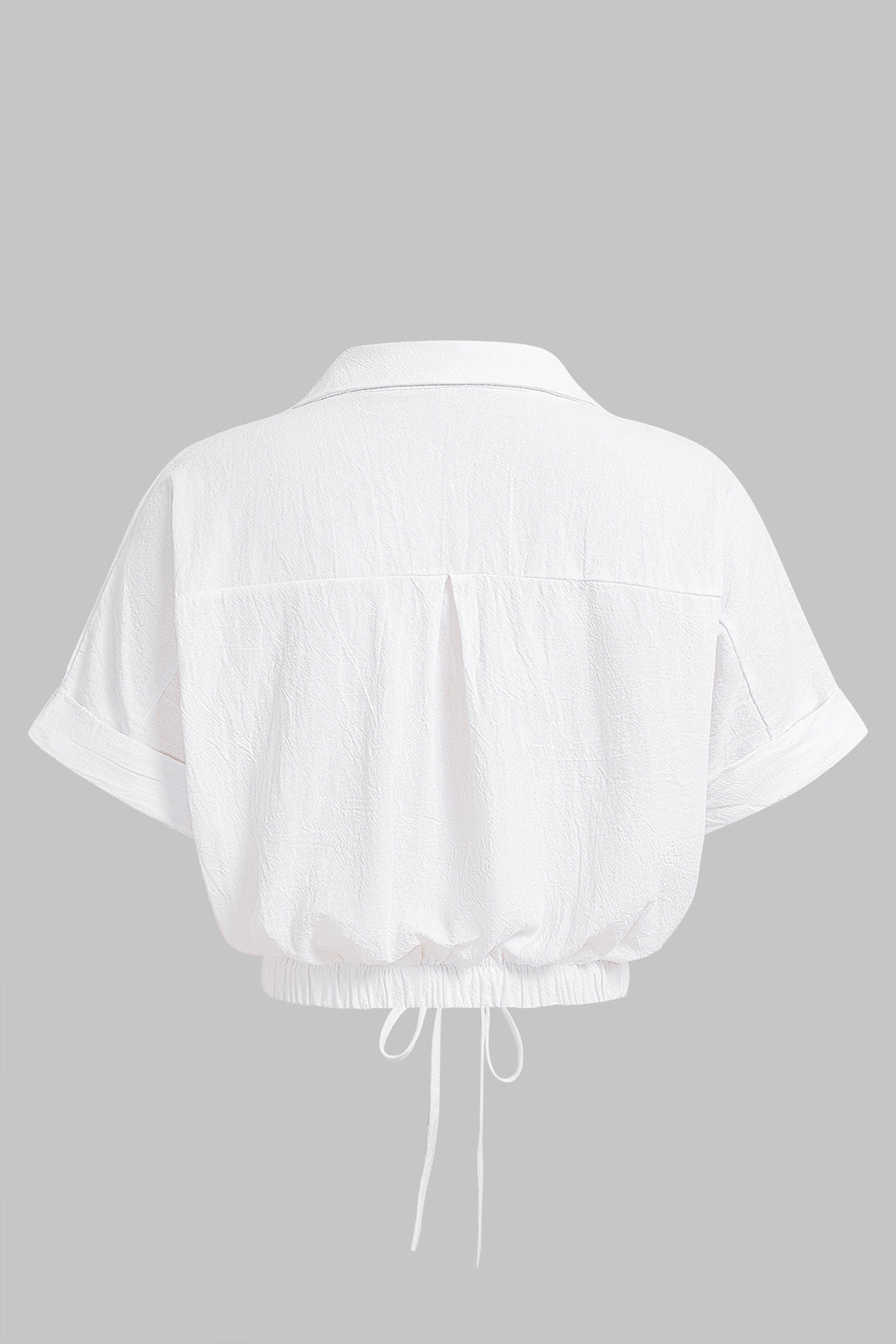 Lapel Drawstring Short-Sleeve Shirt