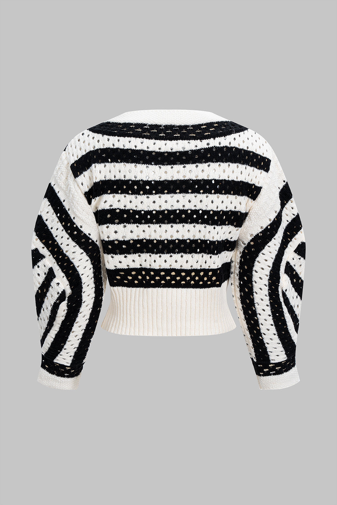 Knit Contrast Cut Out Long-Sleeve Top