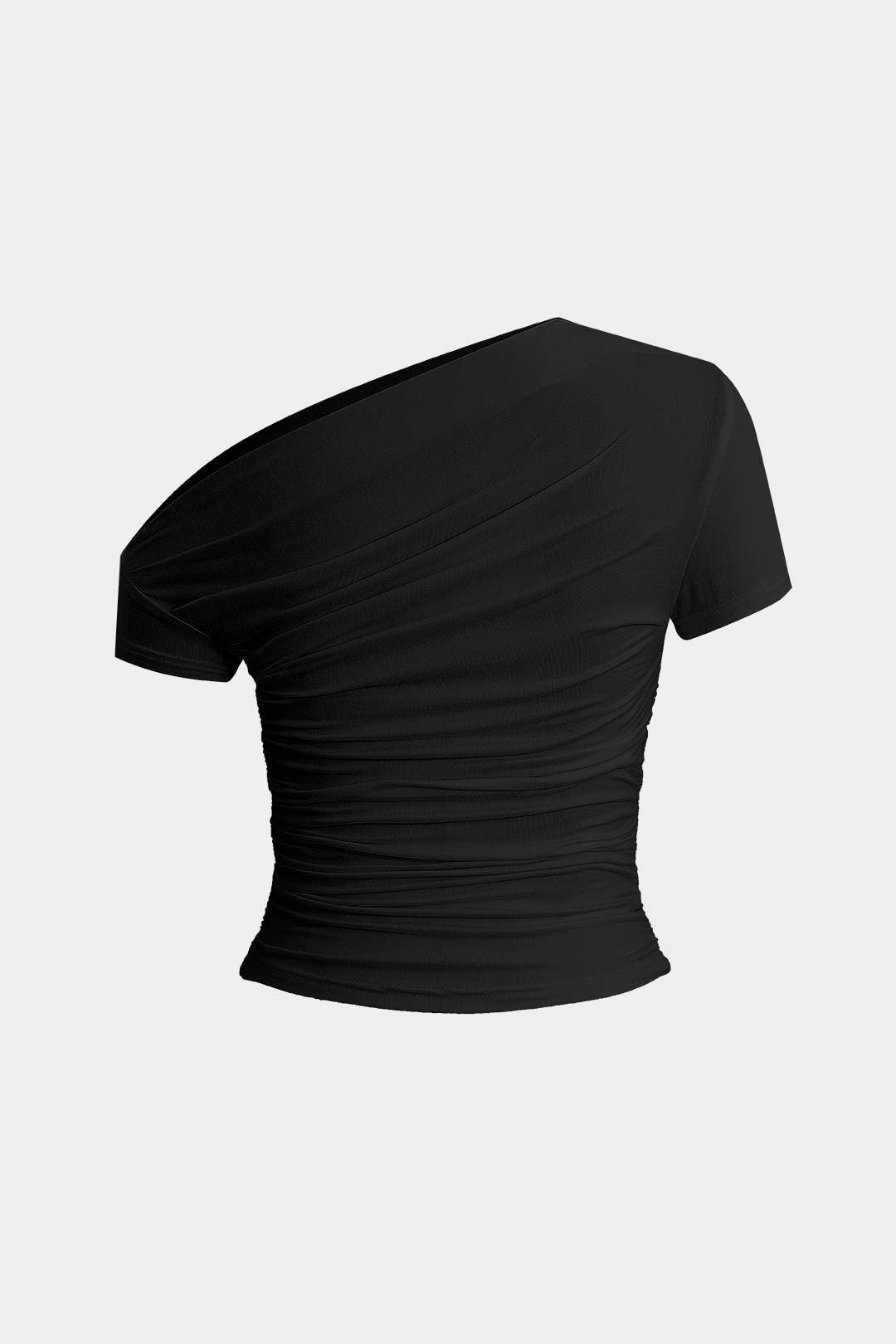 T-shirt basique asymétrique froncé