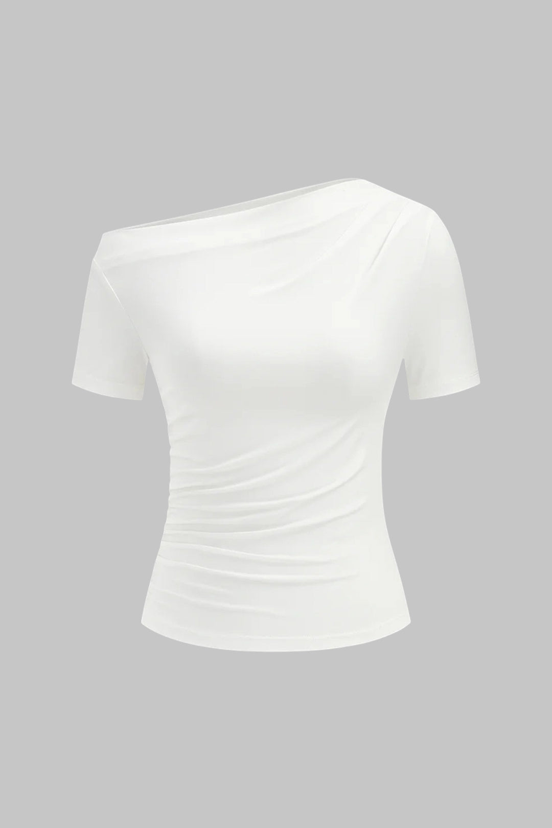 T-shirt solide à manches courtes et une épaule