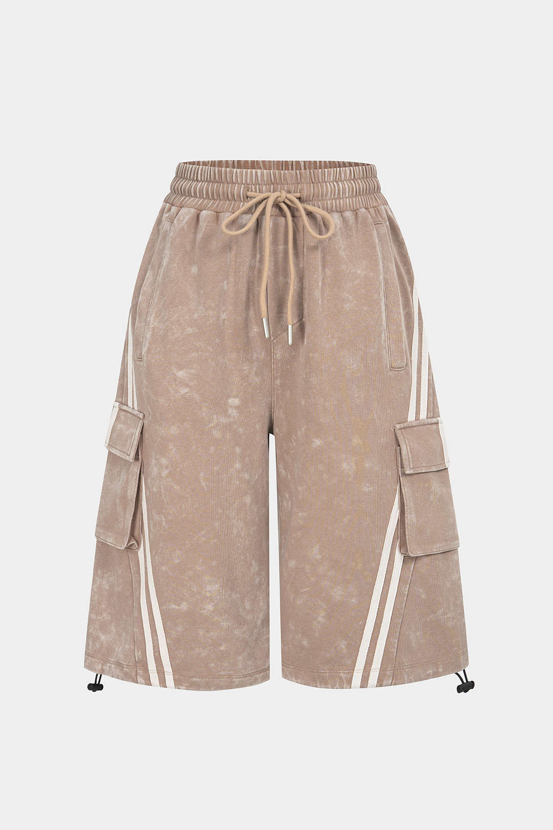 Gestreifte Shorts mit Kordelzug und hoher Taille