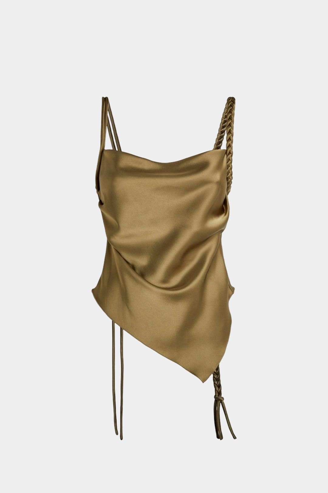 Satin Asymmetrical Braided Cami-Top