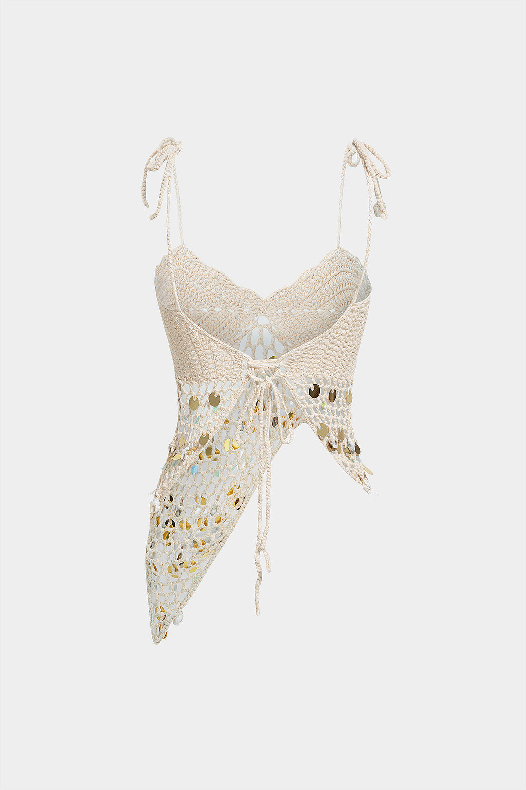 Knit Sequin Asymmetrical Tie-Up Cami Top