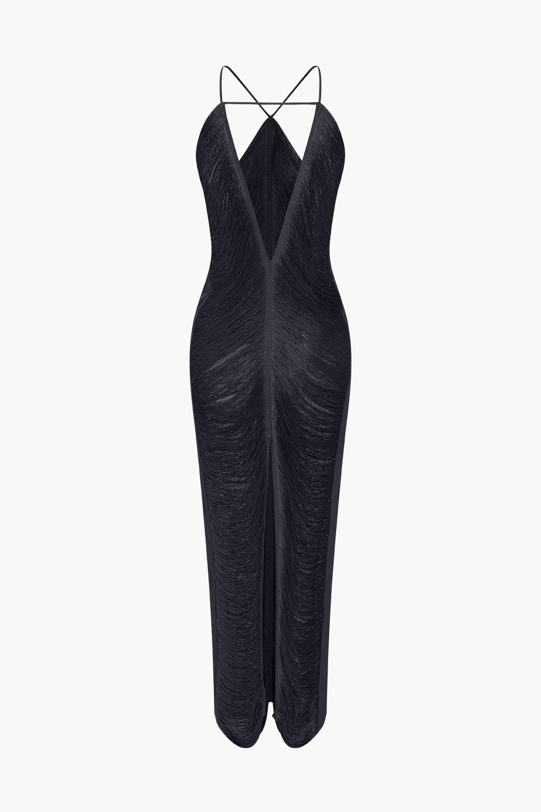Robe mi-longue unie avec découpes et fente