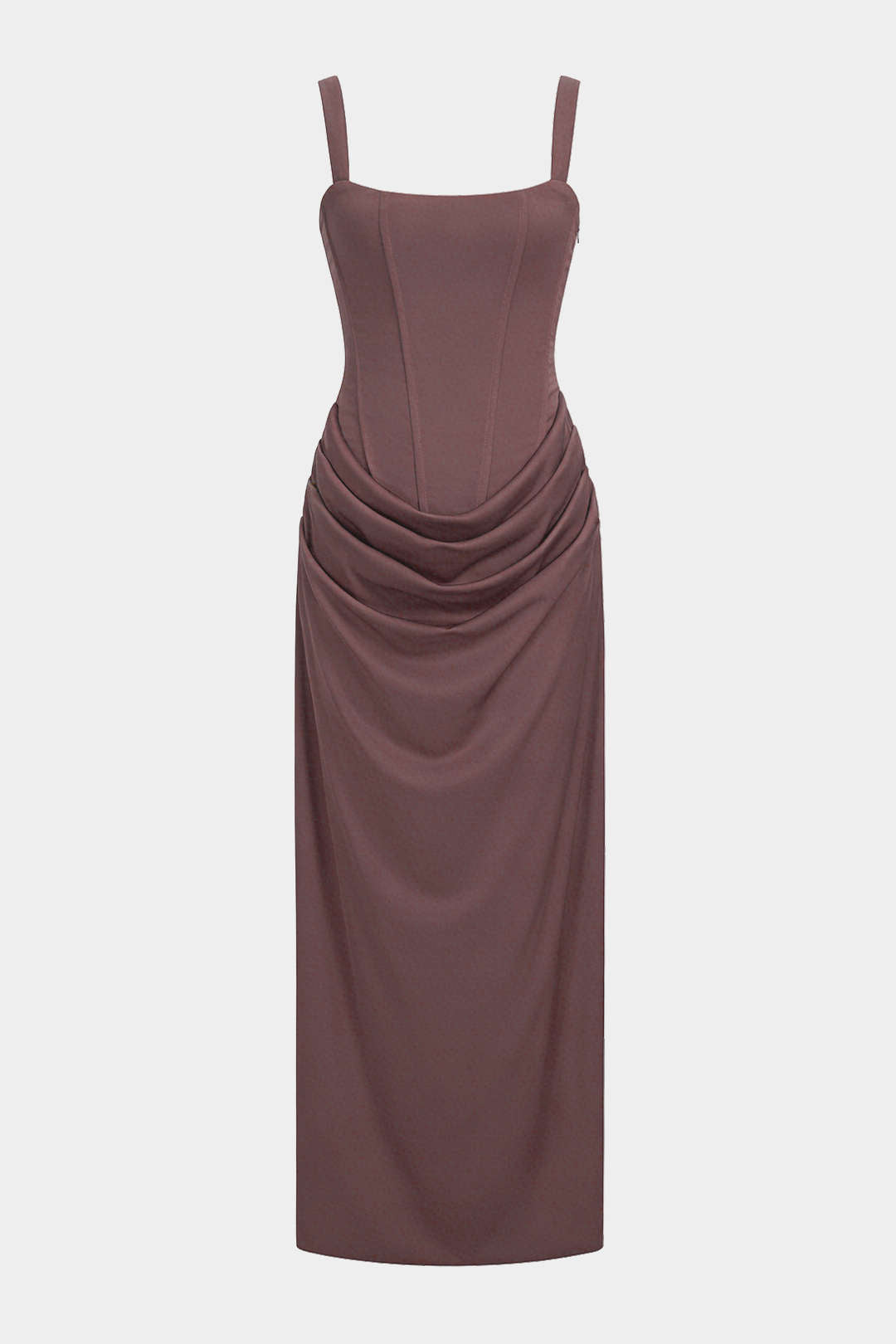 Maxikleid mit Raffungen und Bindedetail am Rücken ohne Ärmel