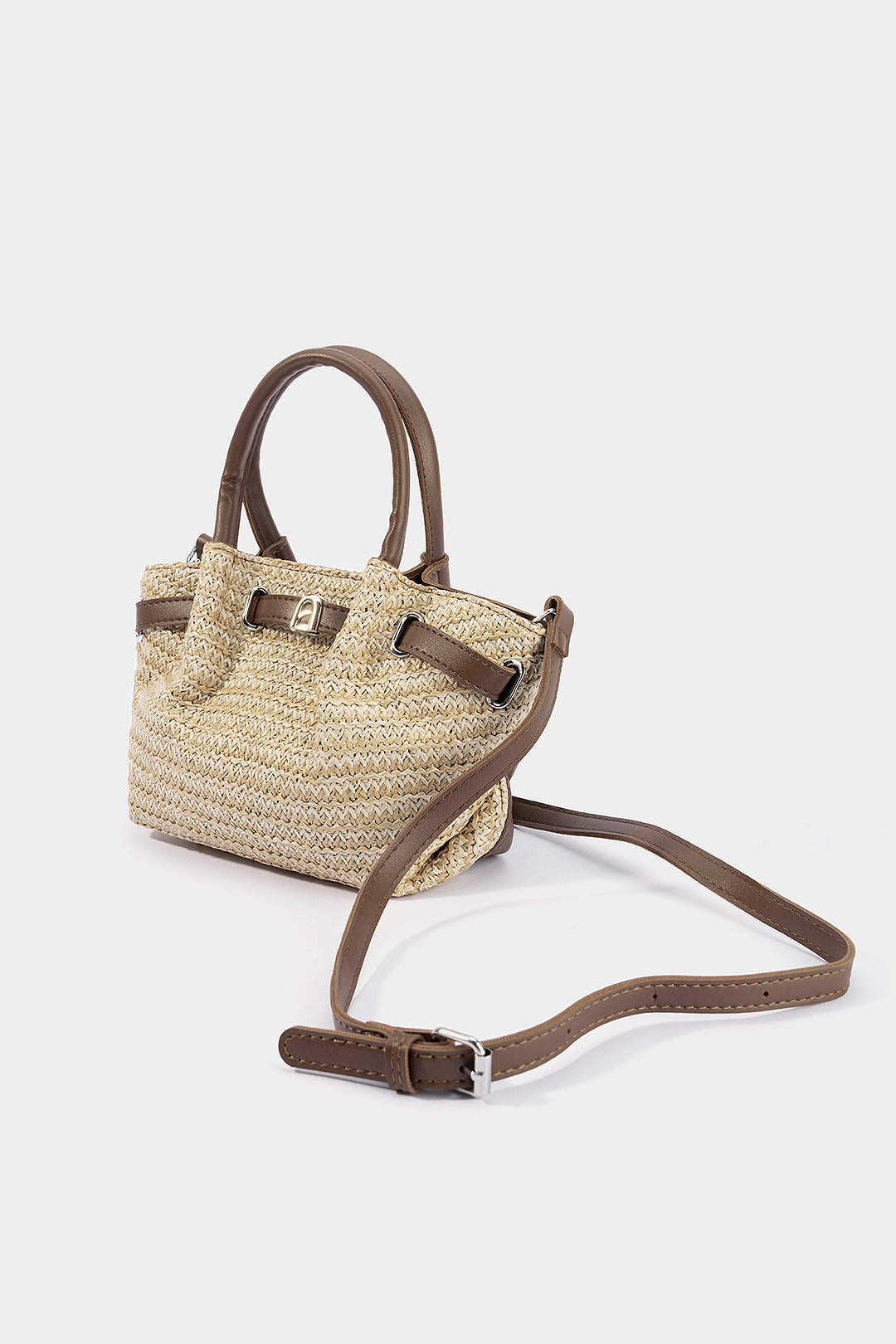 Faux Leather Woven Cross-Body Bag