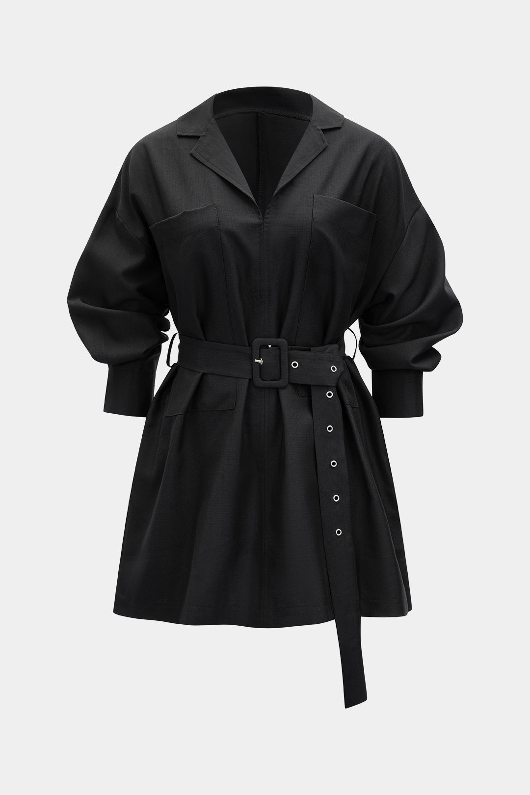 Pocket Belted Long Sleeve Mini Dress