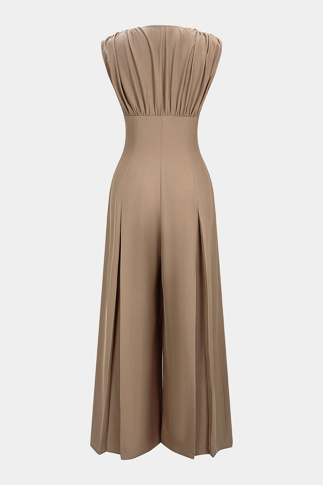 V-Neck Ruched Sleeveless Jumpsuit