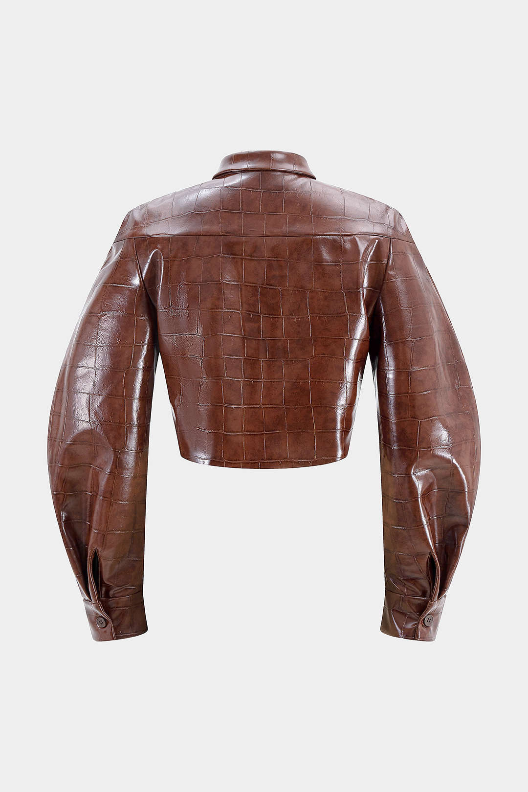 Faux Leather Pocket Cropped Jacket