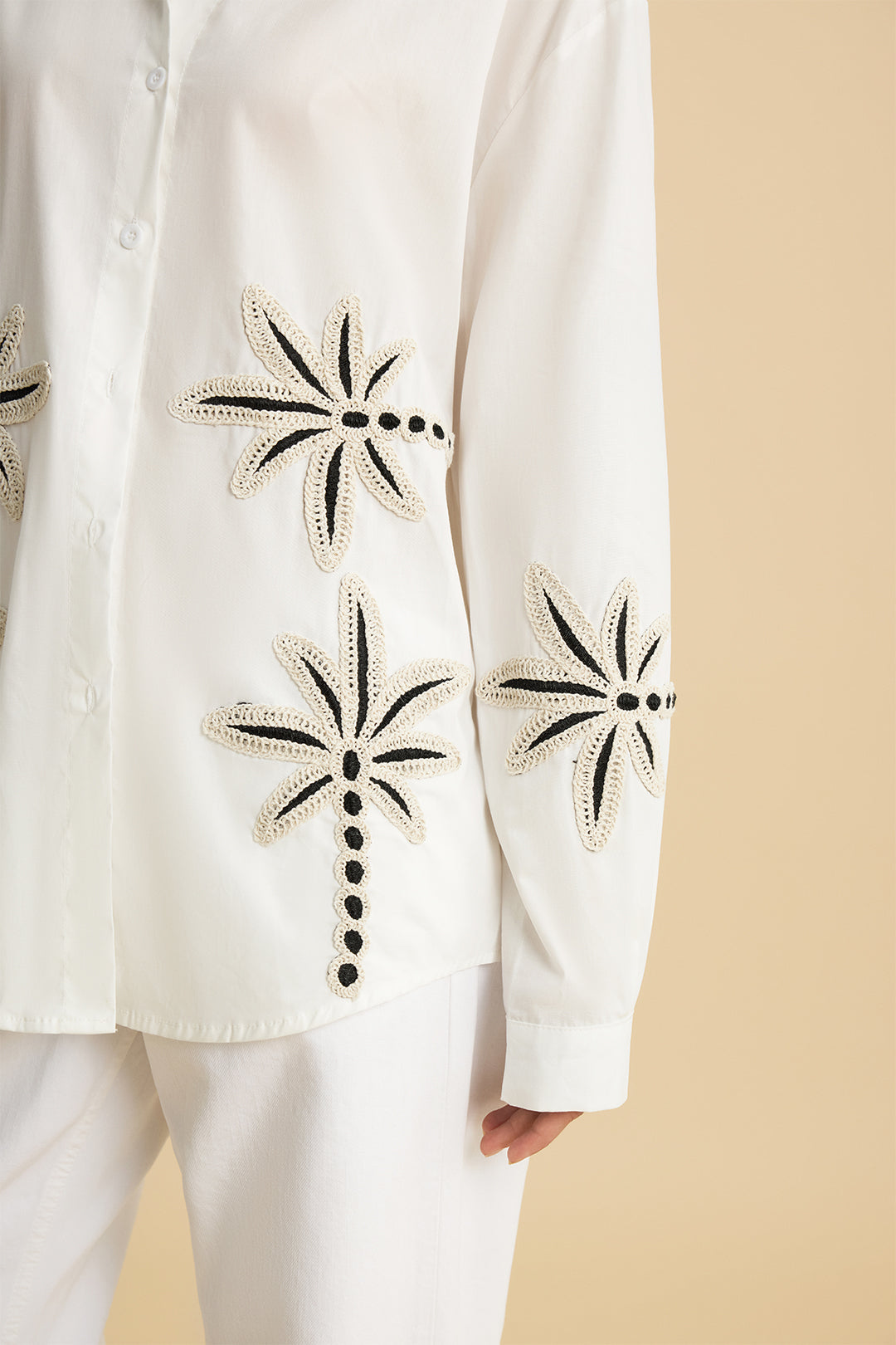 Appliques Button Long-Sleeve Shirt