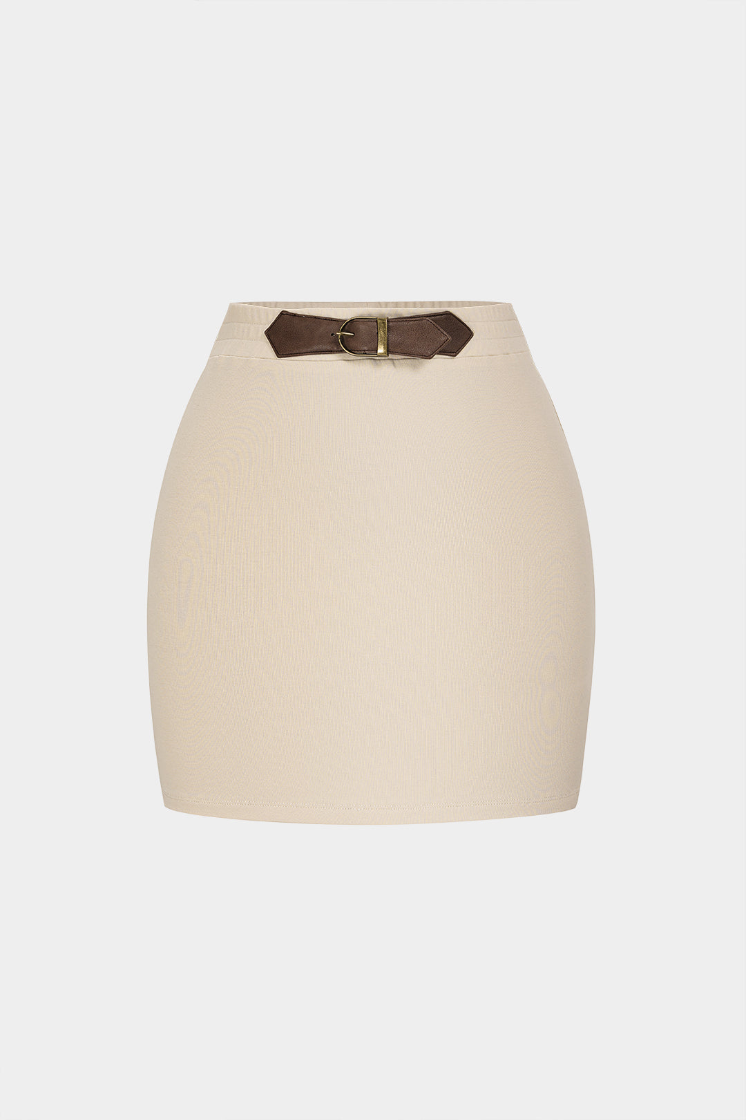 Patchwork Faux Leather Buckle Skirt