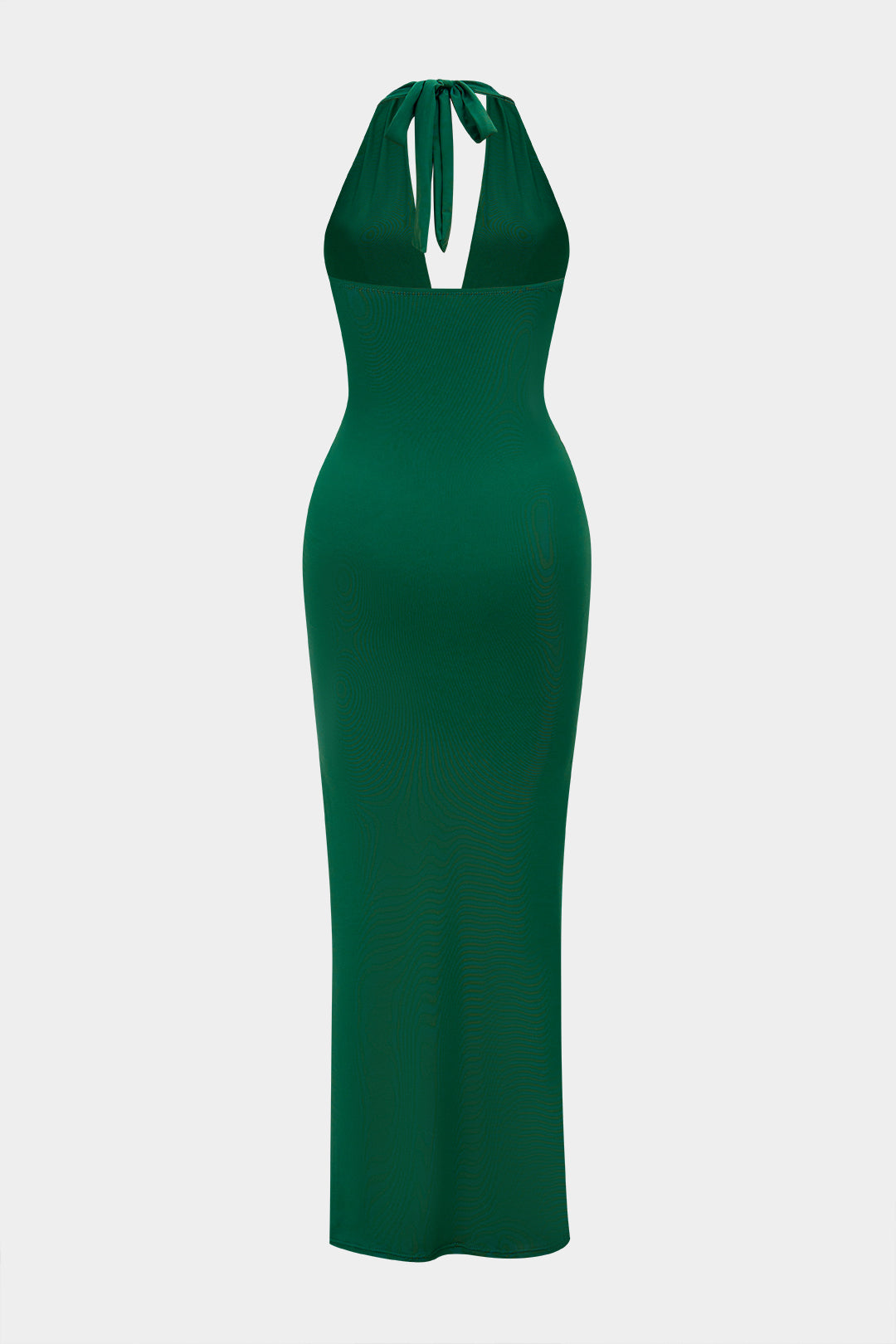 Neckholder Maxikleid mit tiefem V-Ausschnitt, Raffungen und Schnürung hinten