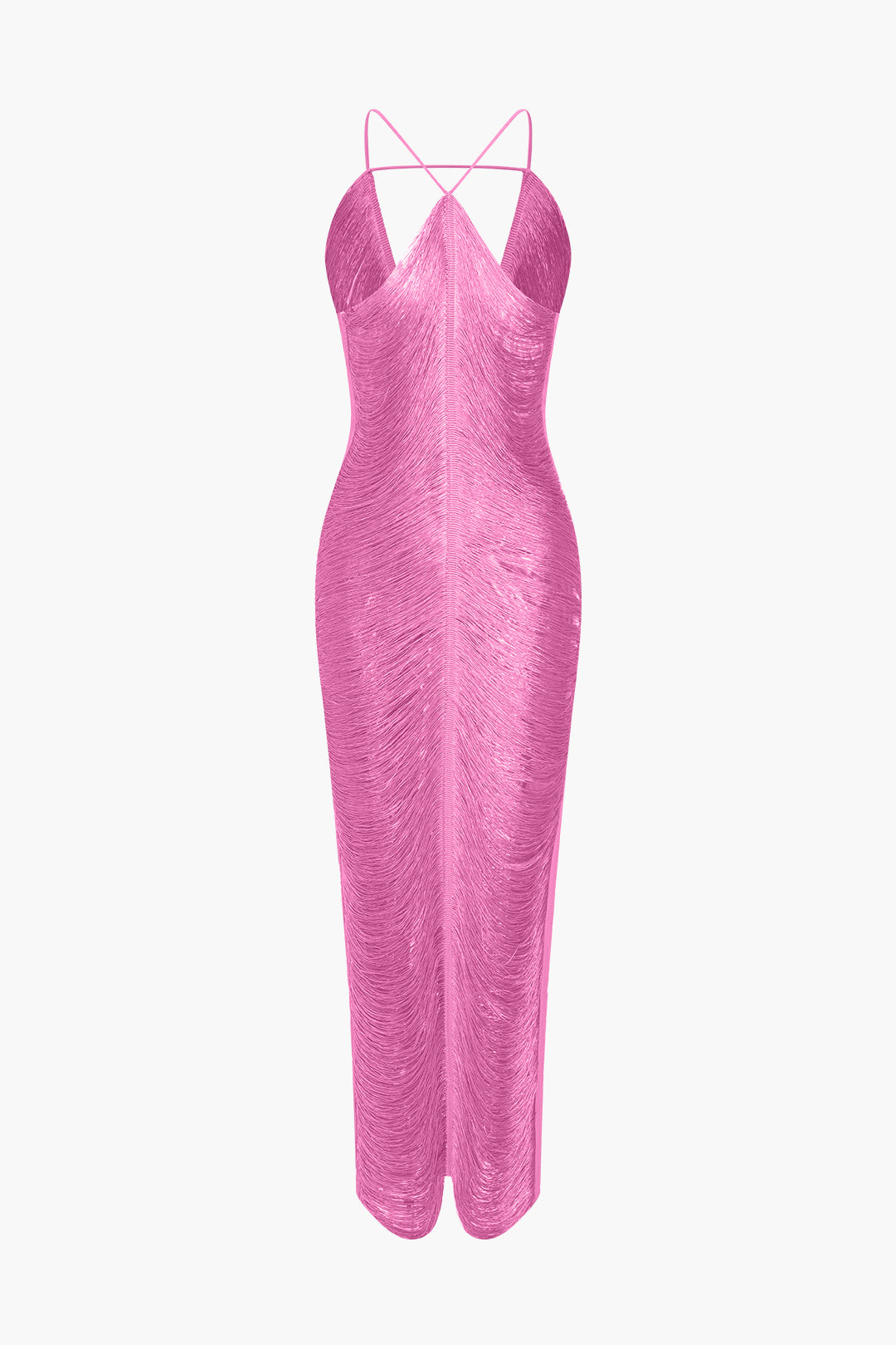 Robe mi-longue unie avec découpes et fente