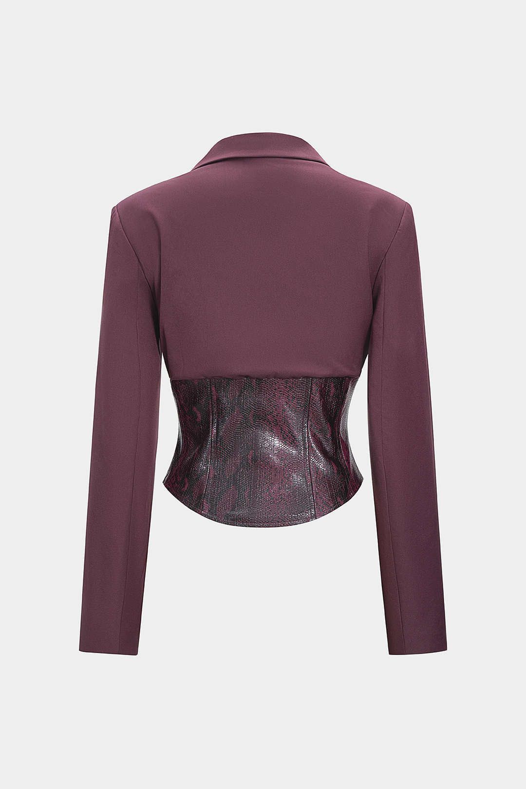 Blazer à revers crantés en similicuir imprimé serpent avec agrafes