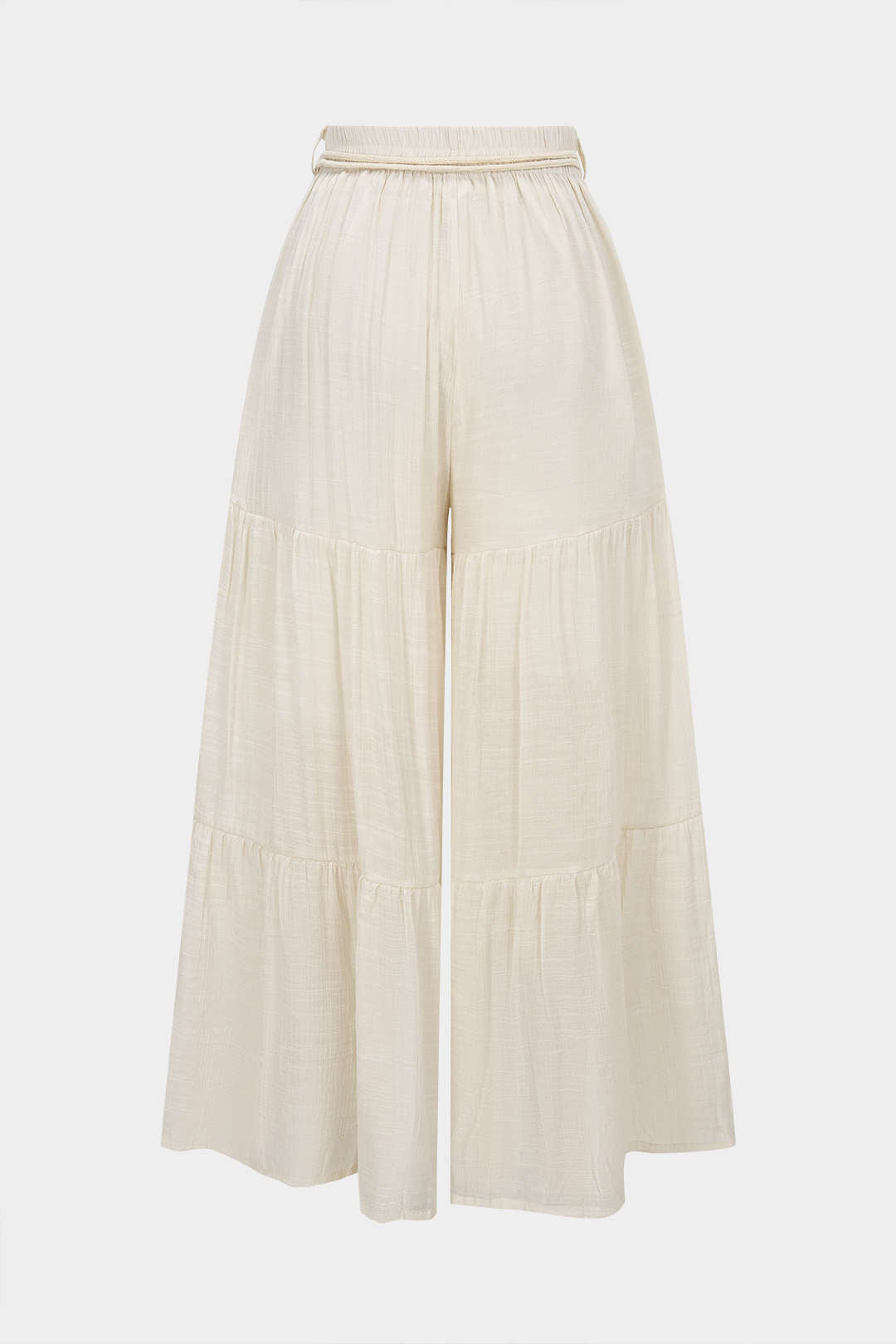 Pantalon large taille haute froncé ceinturé