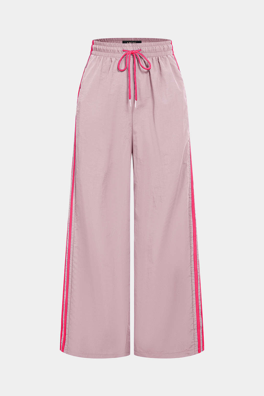 Contrast Drawstring High Waist Wide Leg Pants