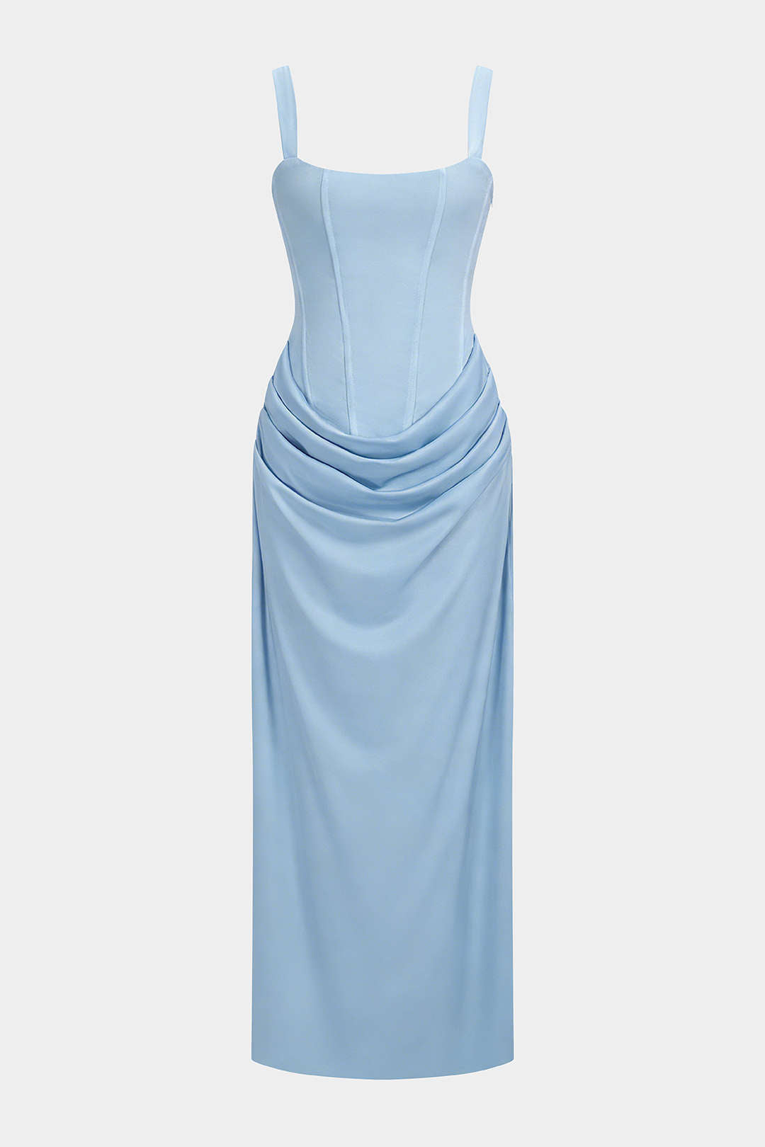 Maxikleid mit Raffungen und Bindedetail am Rücken ohne Ärmel