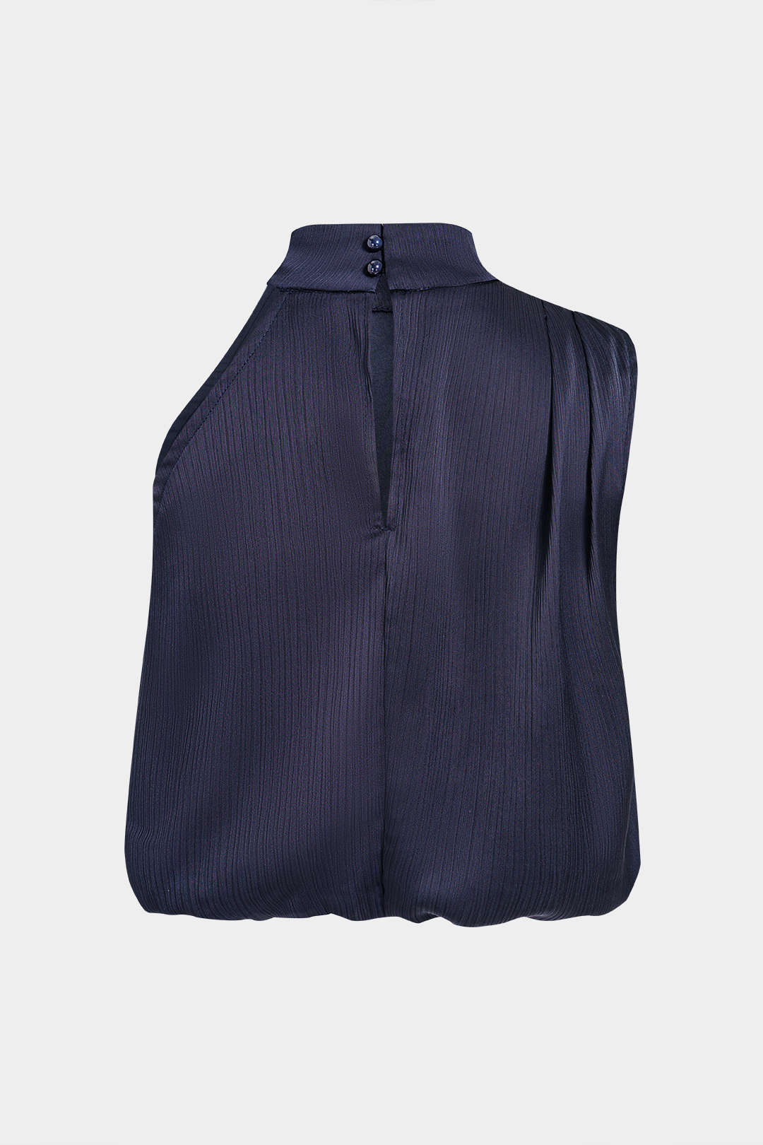 Mock Neck Asymmetrical Ruched Tank Top