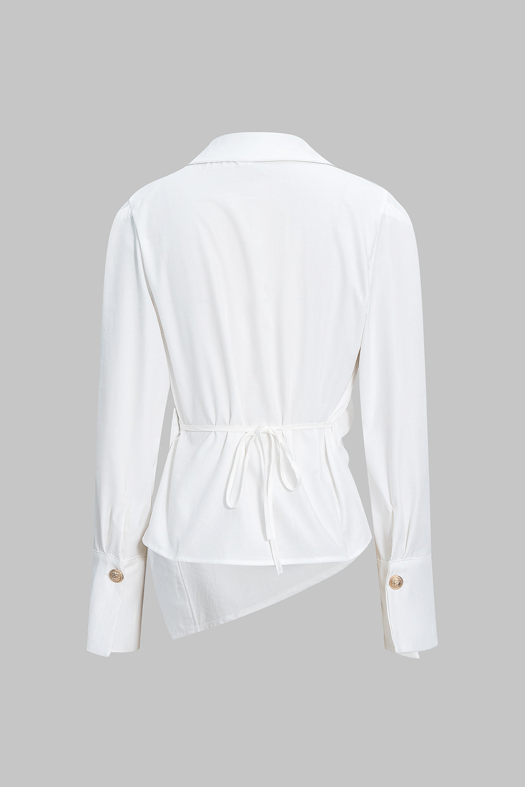 Chemise à manches longues, col en V, attache asymétrique au dos