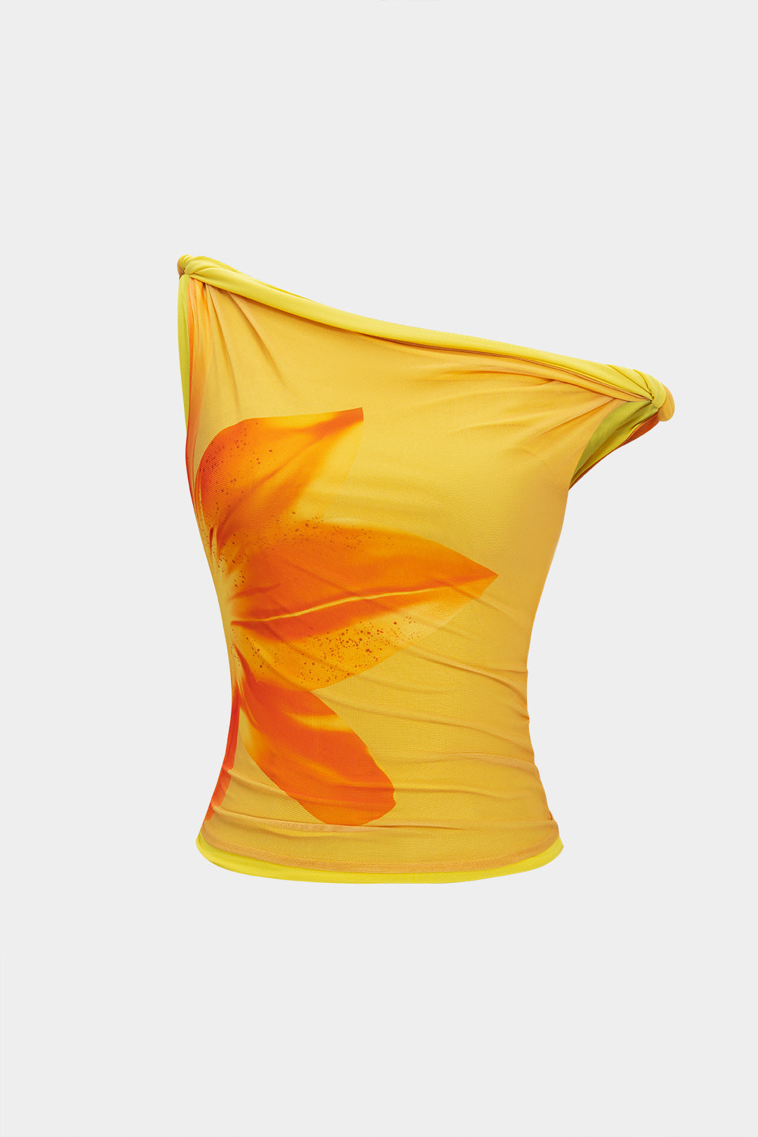 Blumenmuster One-Shoulder-Cami-Top mit Twist-Knoten