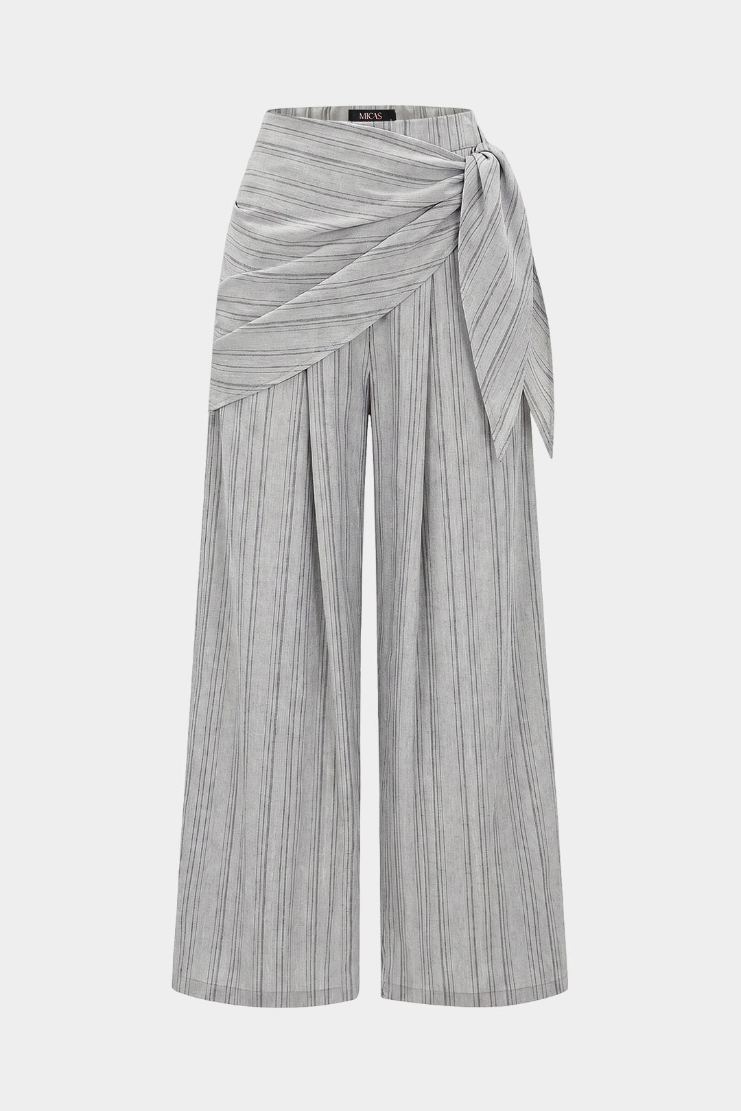 Striped Ruched Tie-Up Wide Leg Pants