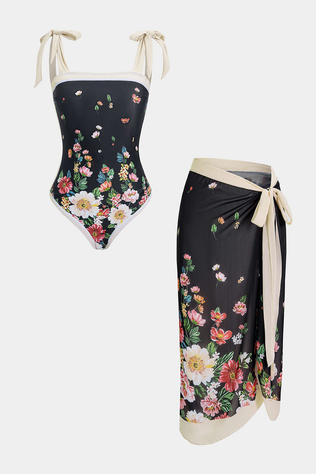 Bikini-Set mit Blumenmuster und Bindedetail