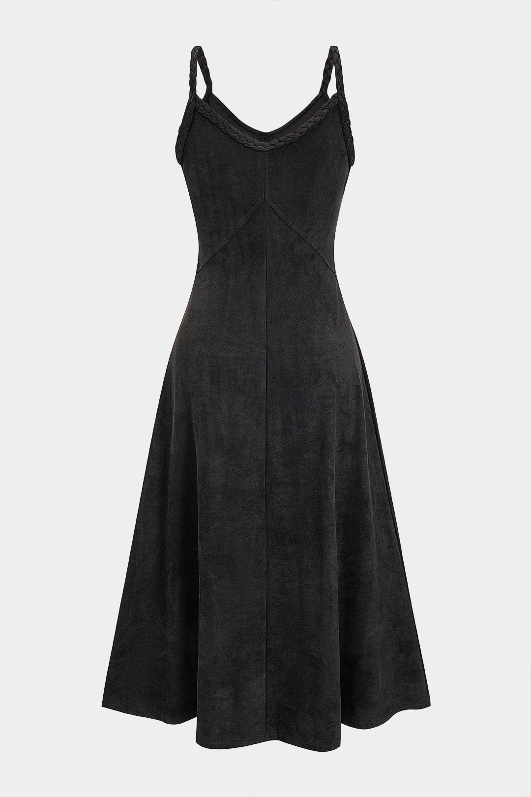 Suede Twist Knot Ruched Sleeveless Midi Dress