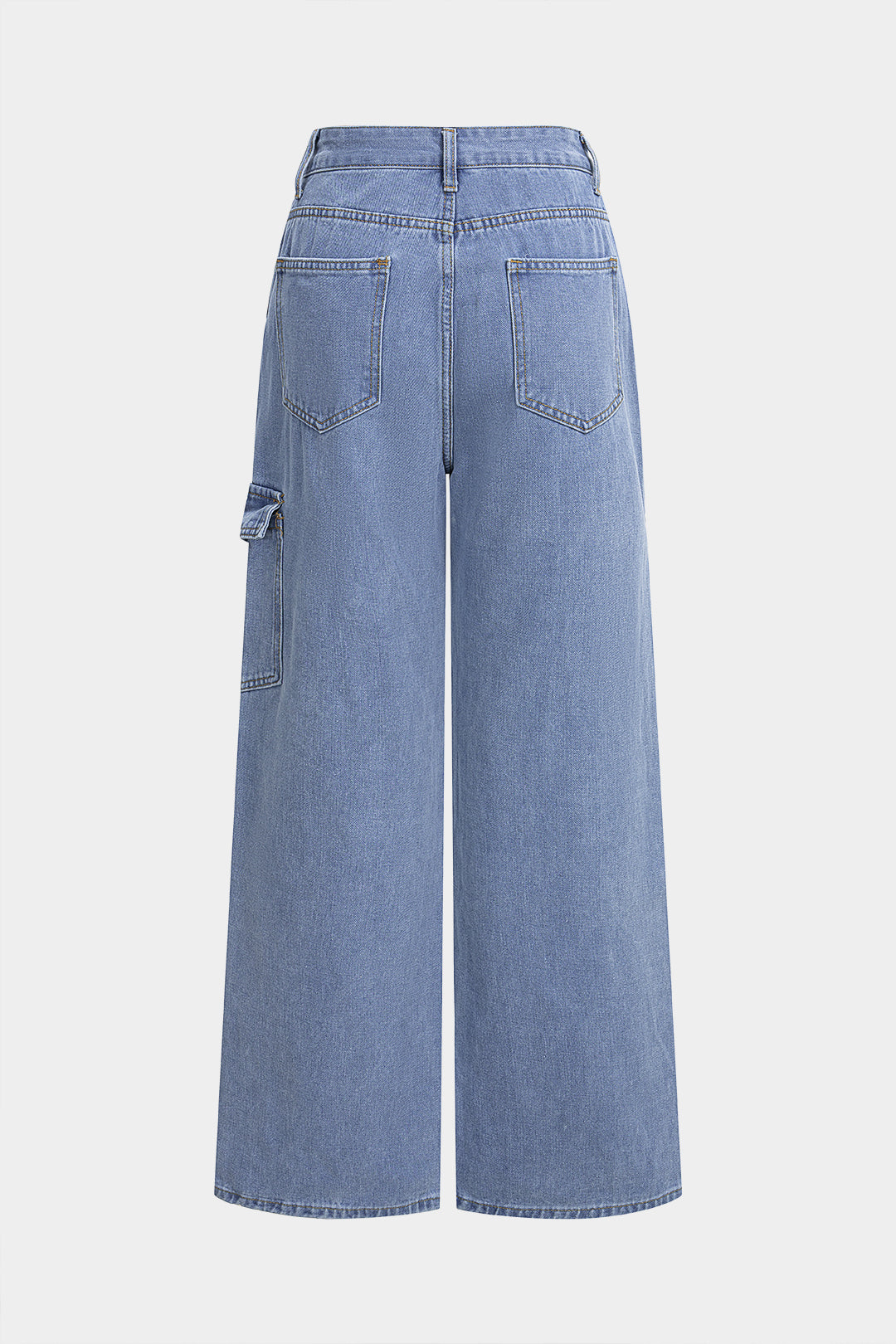 Jean droit en denim avec nœud à la taille