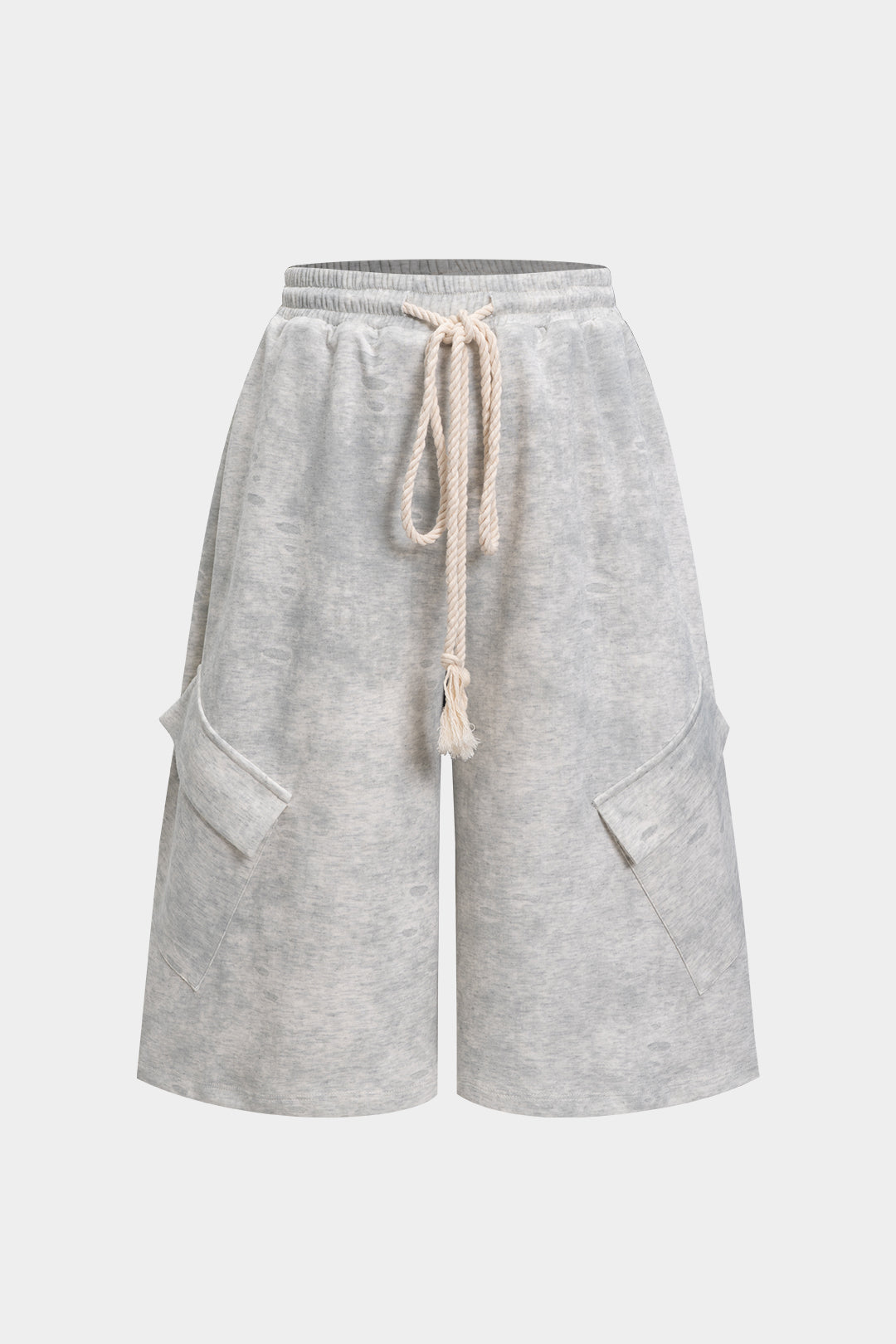 Short délavé taille haute à nouer