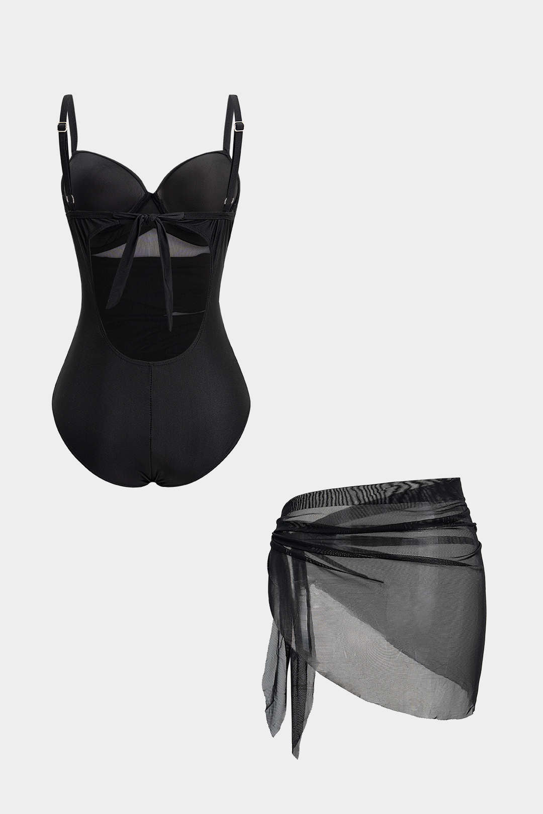 Mesh Patchwork Tie-Up Bikini Set