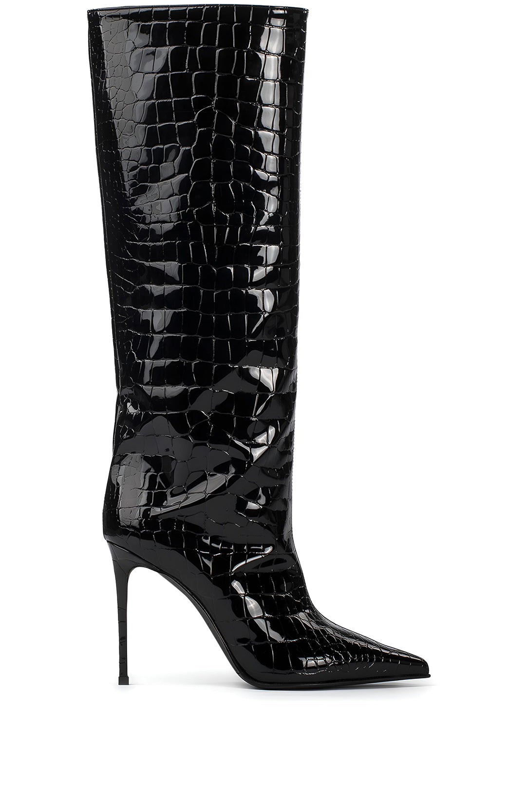 Bottes hautes en cuir de crocodile, à bout pointu et cuissardes