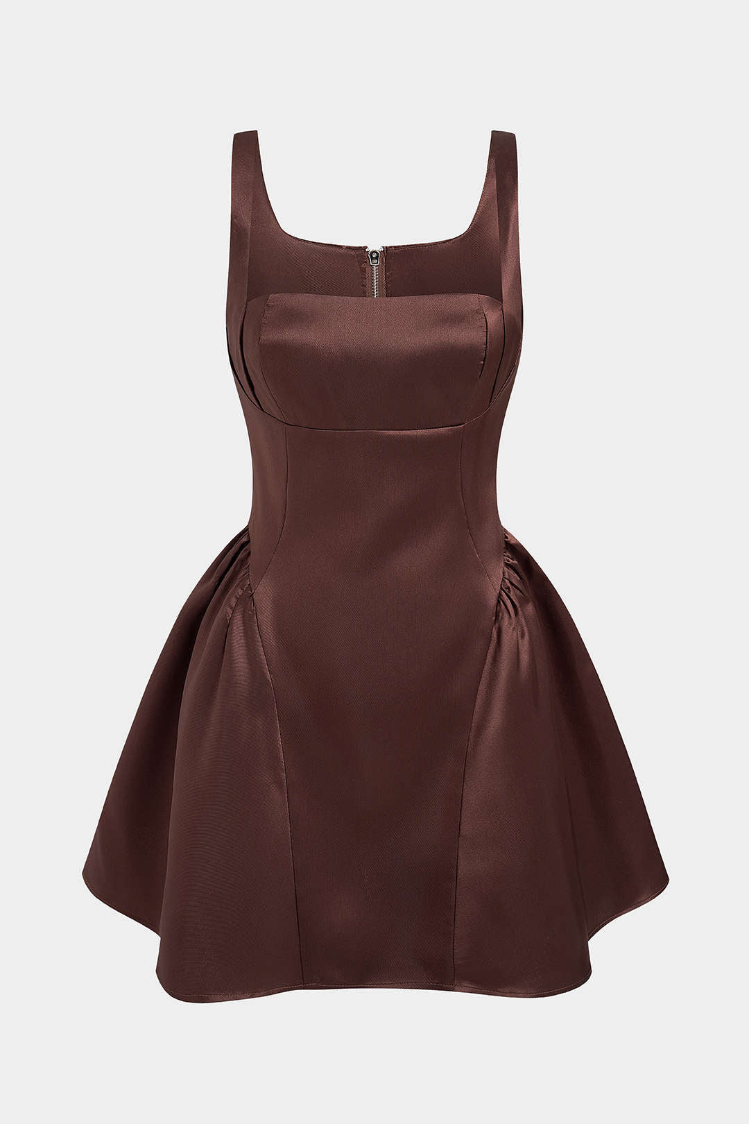 Satin Puff Hem Sleeveless Mini Dress