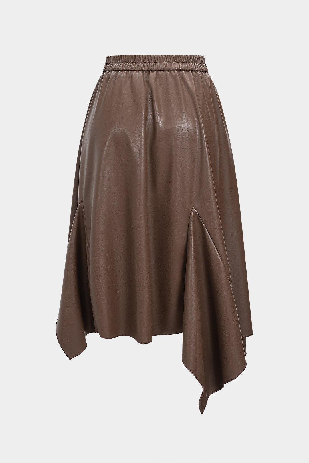 Faux Leather Shirred Waistband Ruched Skirt
