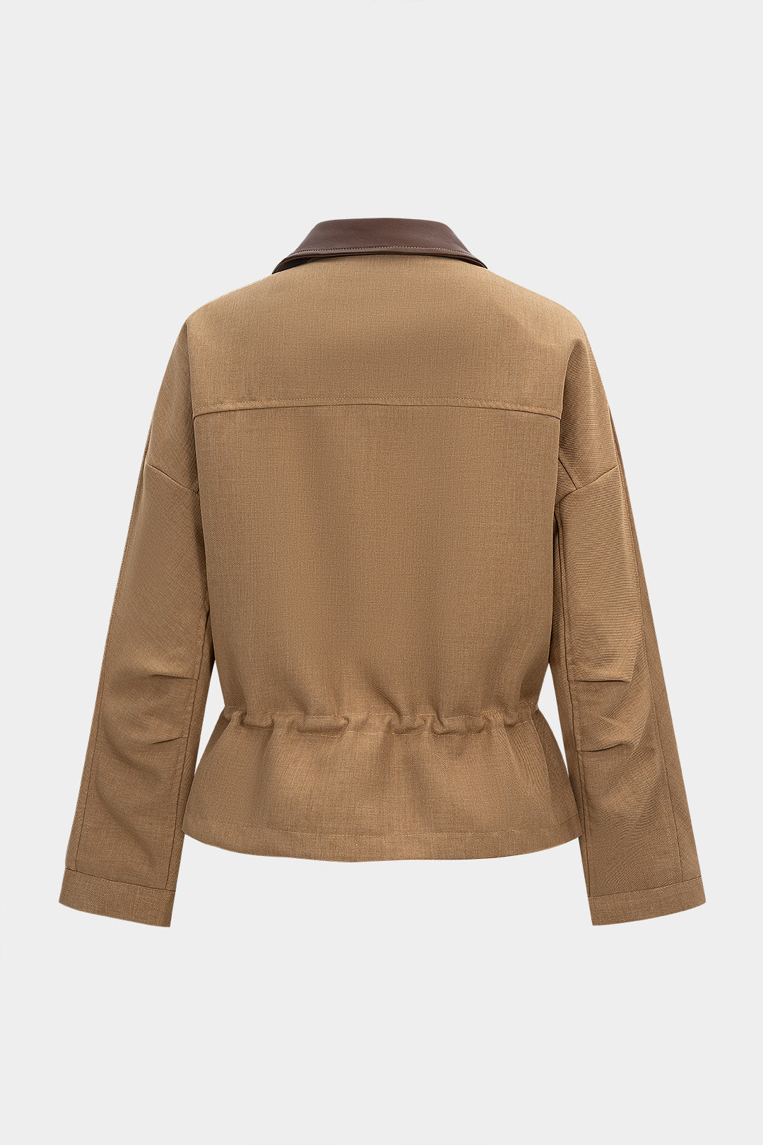 Reißverschluss-Patchwork-Jacke mit Fledermausärmeln und Kordelzug