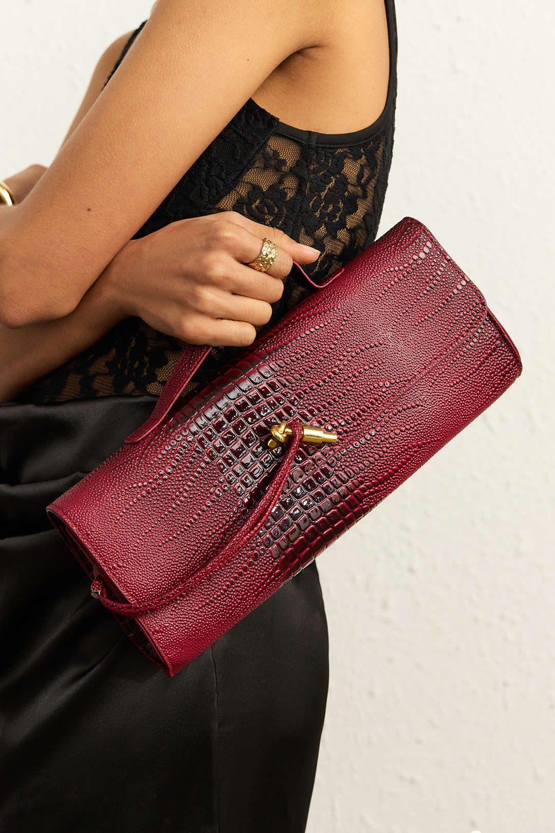Krokodillederoptik Kunstleder Clutch Bag