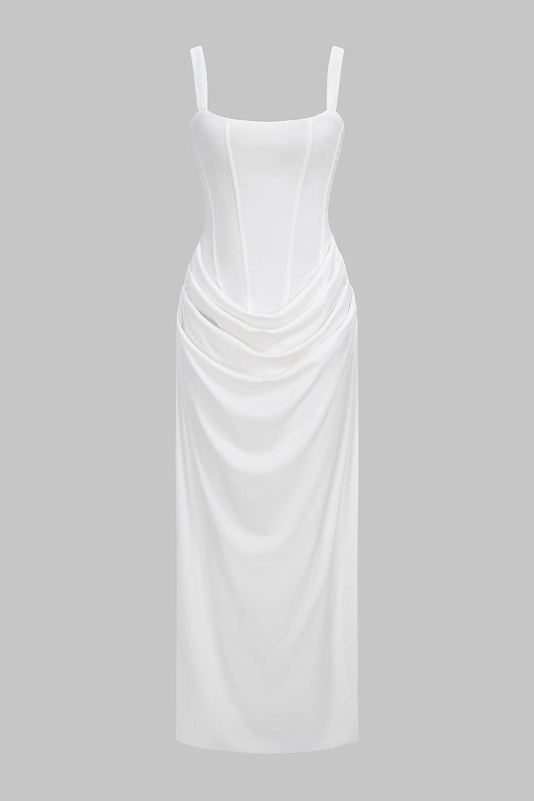 Maxikleid mit Raffungen und Bindedetail am Rücken ohne Ärmel
