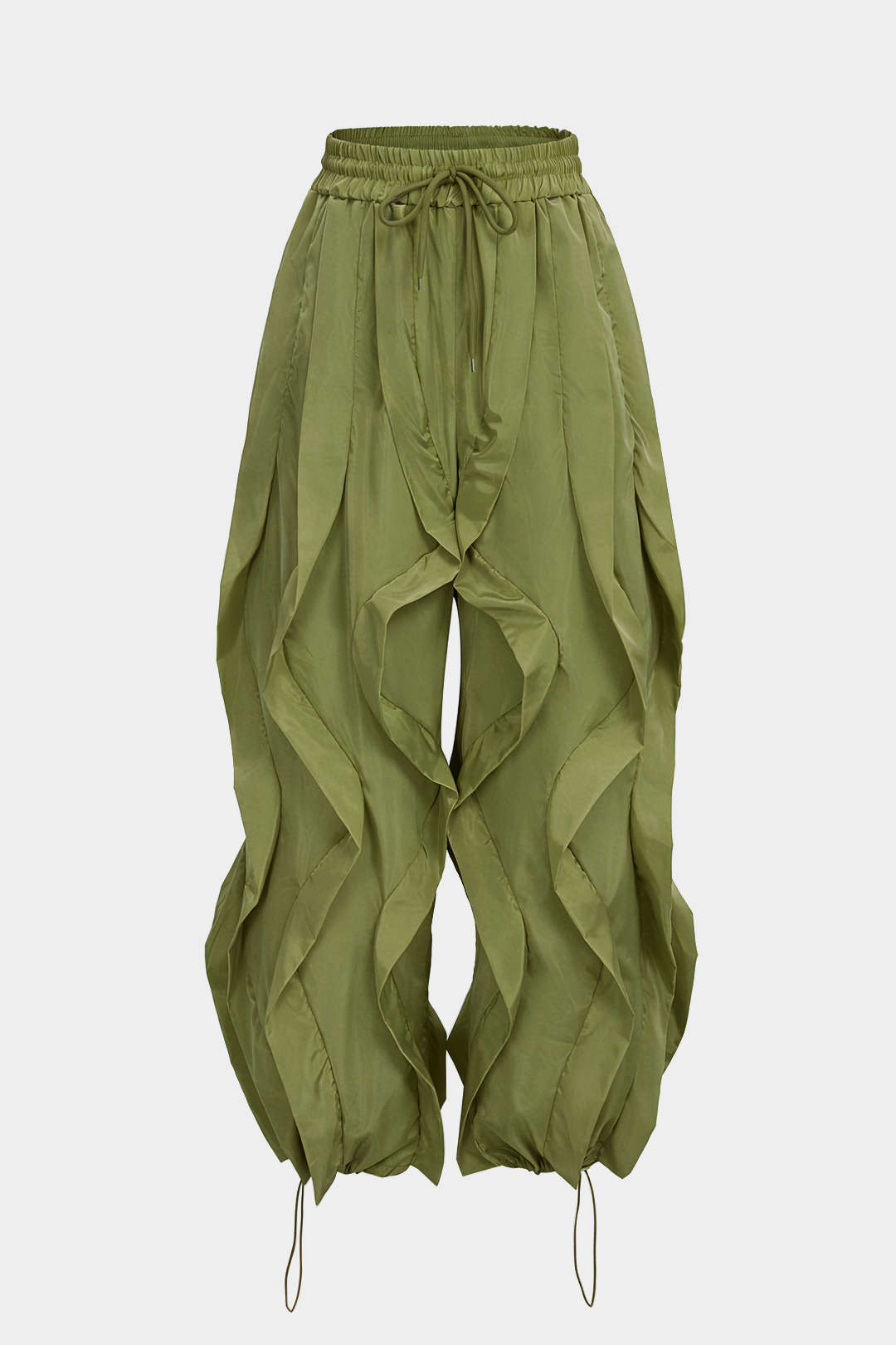 Pantalon ample à volants et cordon de serrage